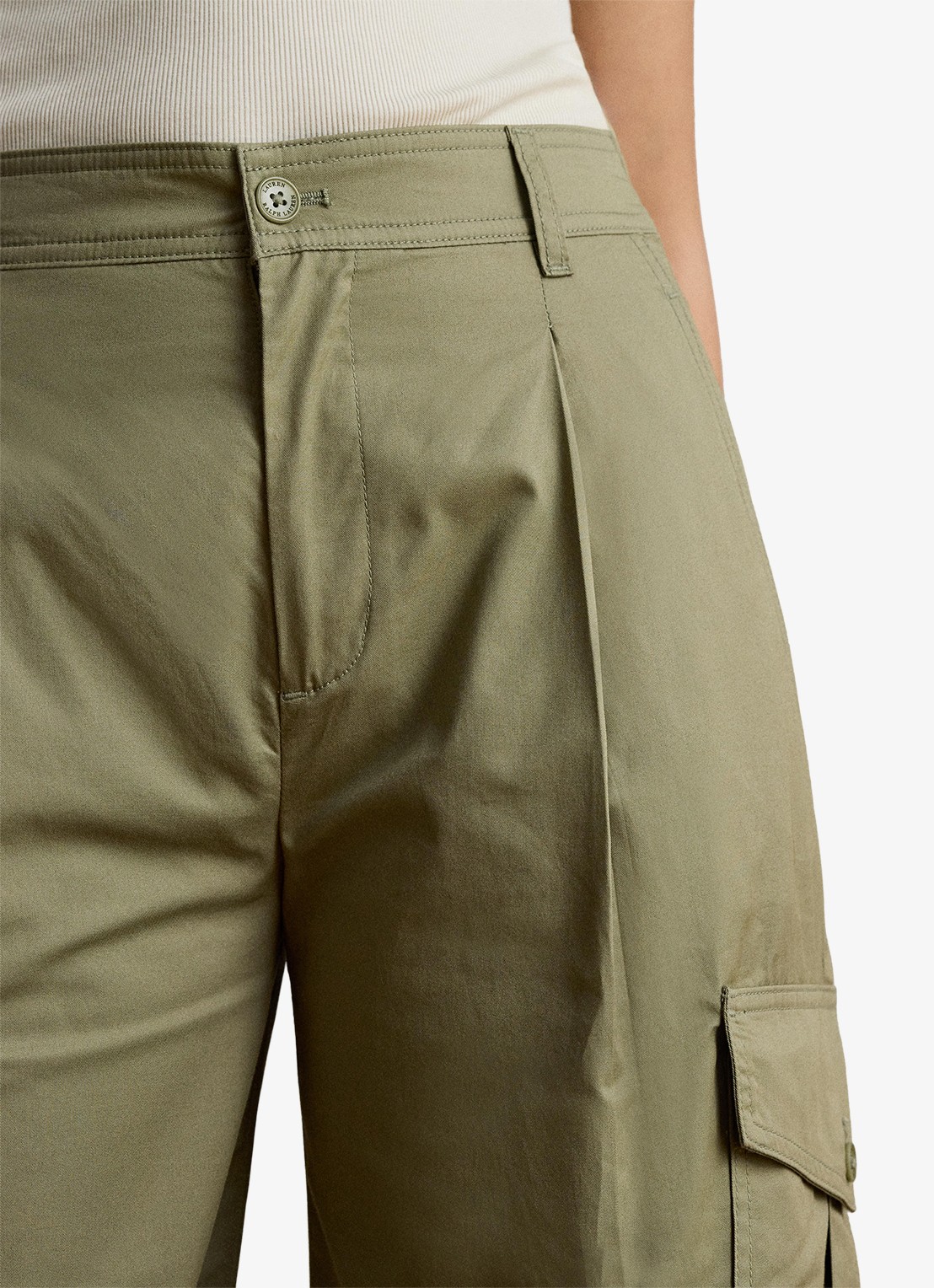 Ralph Lauren High waist wide fit cargobroek met opgestikte zakken - detail 5 light agave / groen
