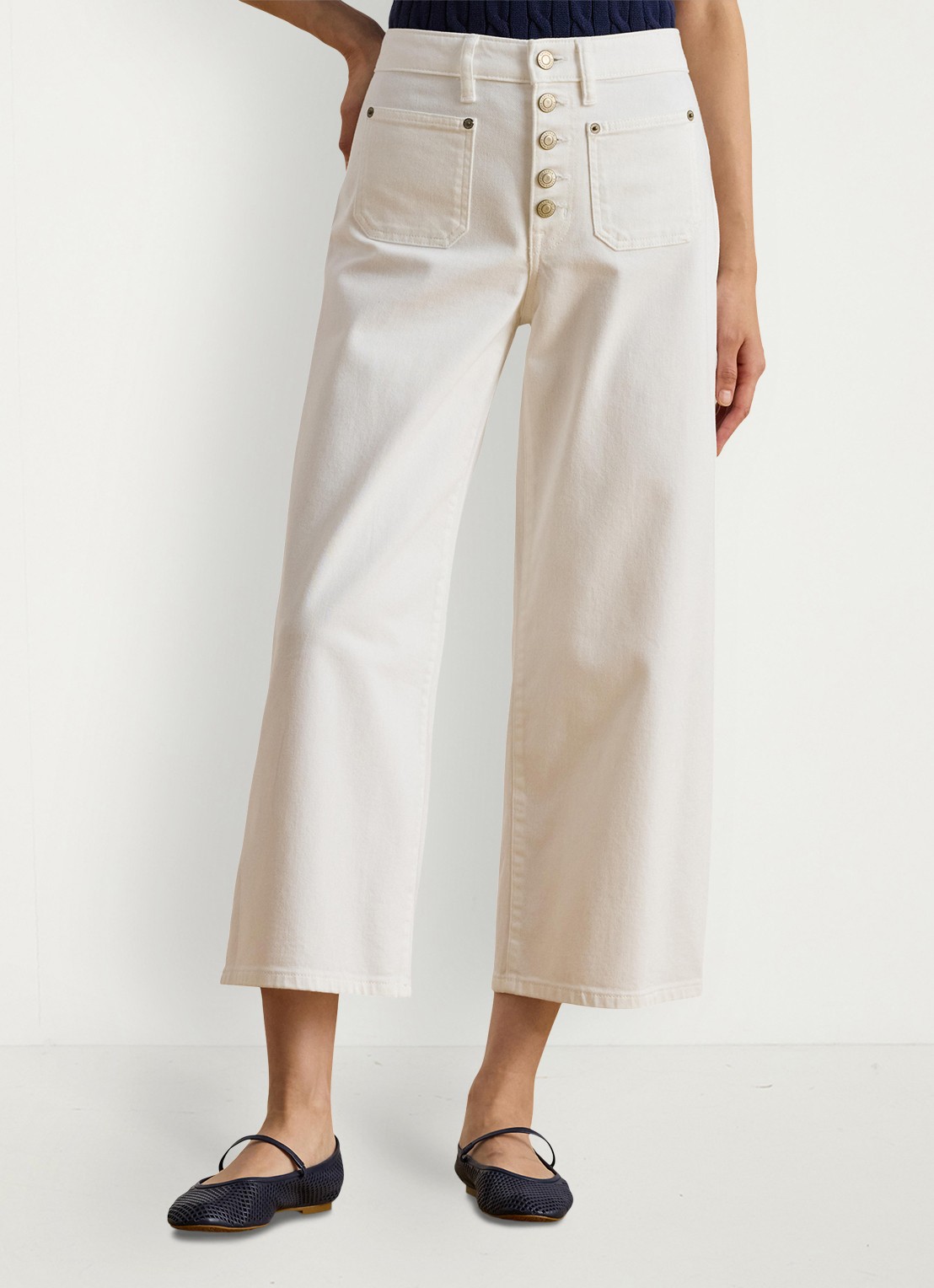 Ralph Lauren High waist wide fit jeans met gekleurde wassing - detail 2 wit
