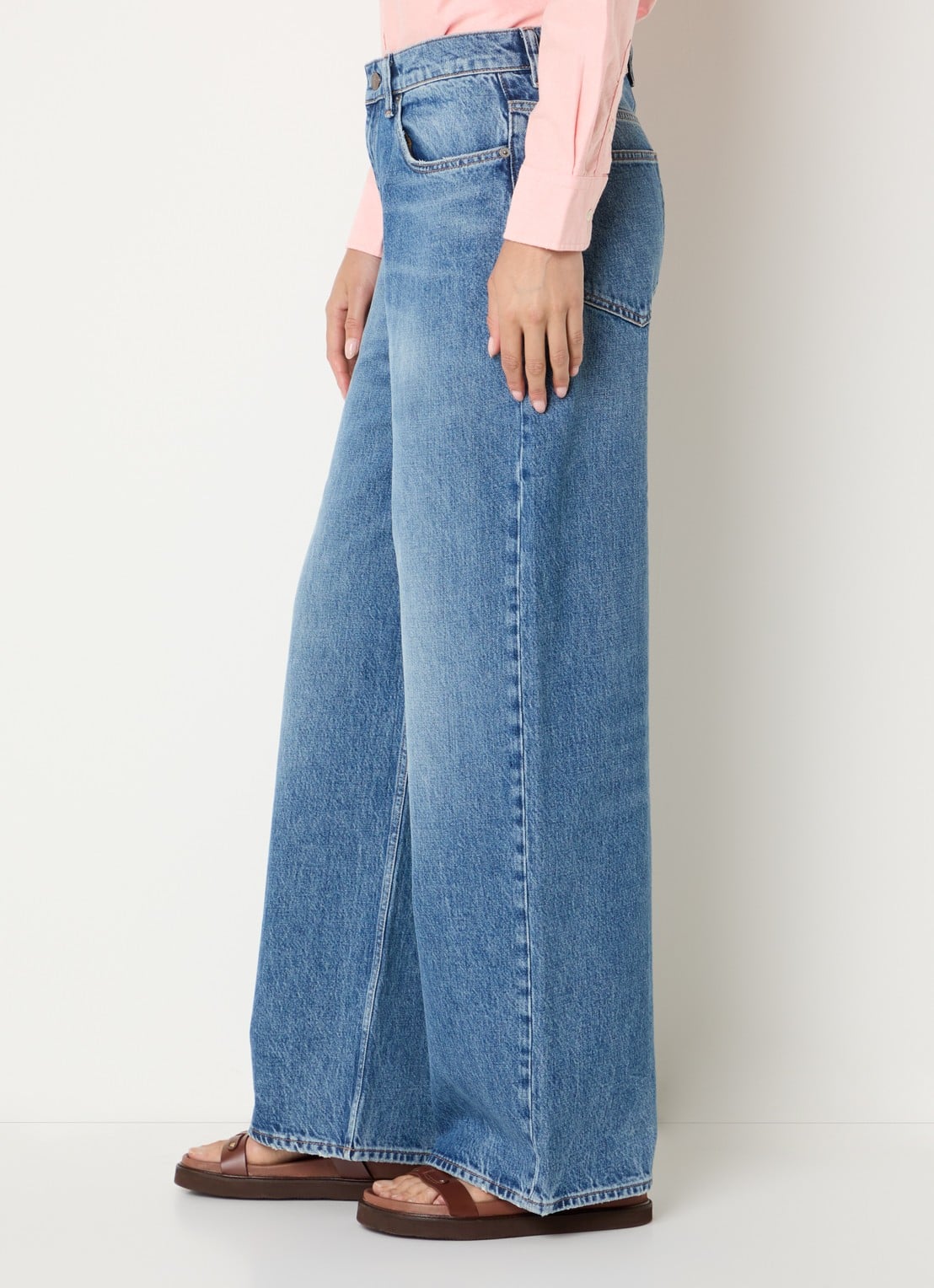 Ralph Lauren High waist wide fit jeans met medium wassing - detail 2 indigo
