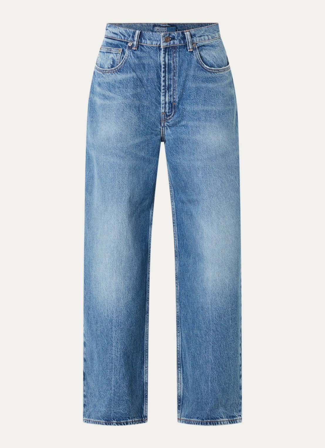 Ralph Lauren High waist wide fit jeans met medium wassing - voorkant 4 indigo