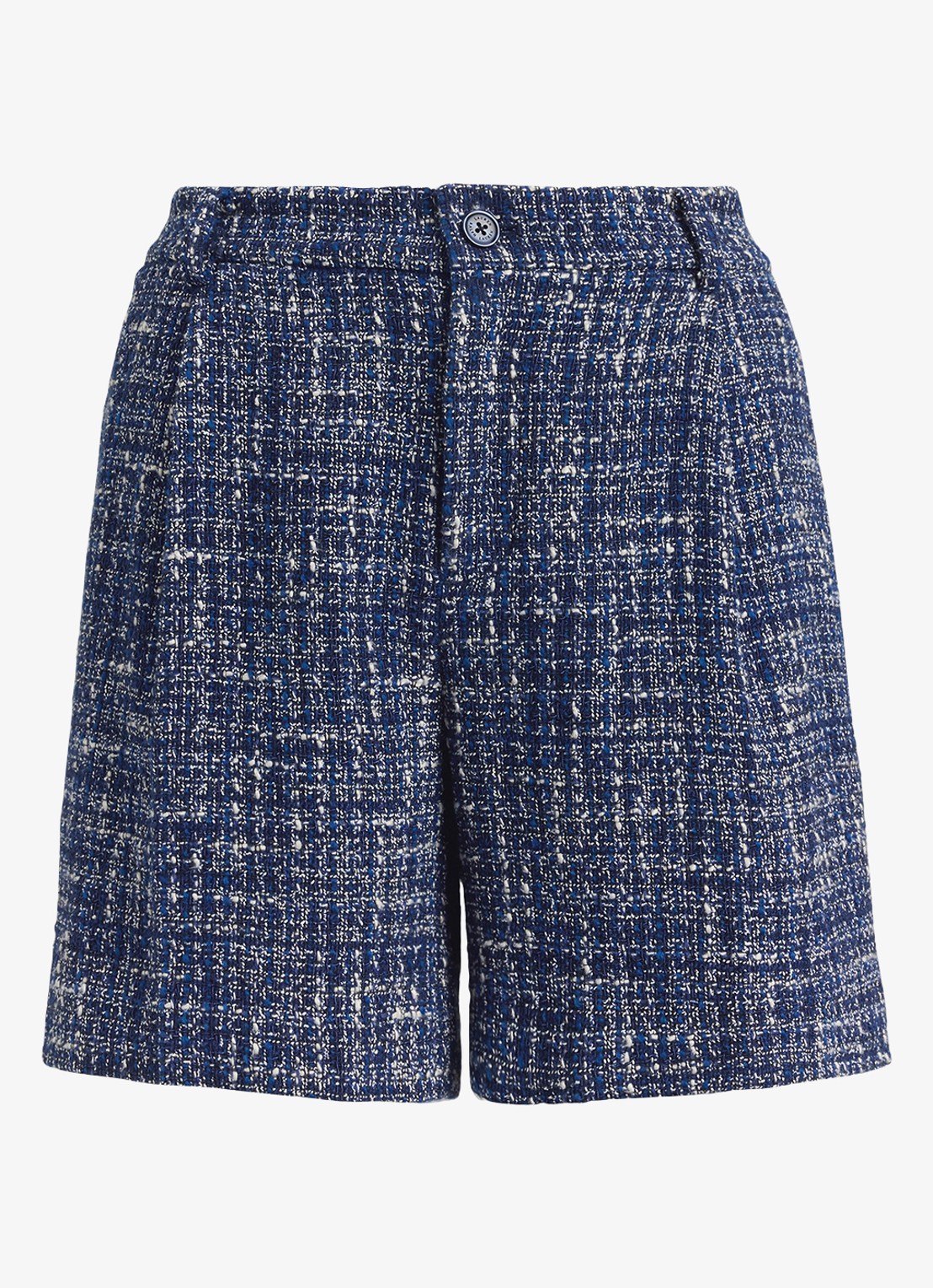 Ralph Lauren High waist wide fit korte broek met tweed-look - voorkant navy blue multi / blauw