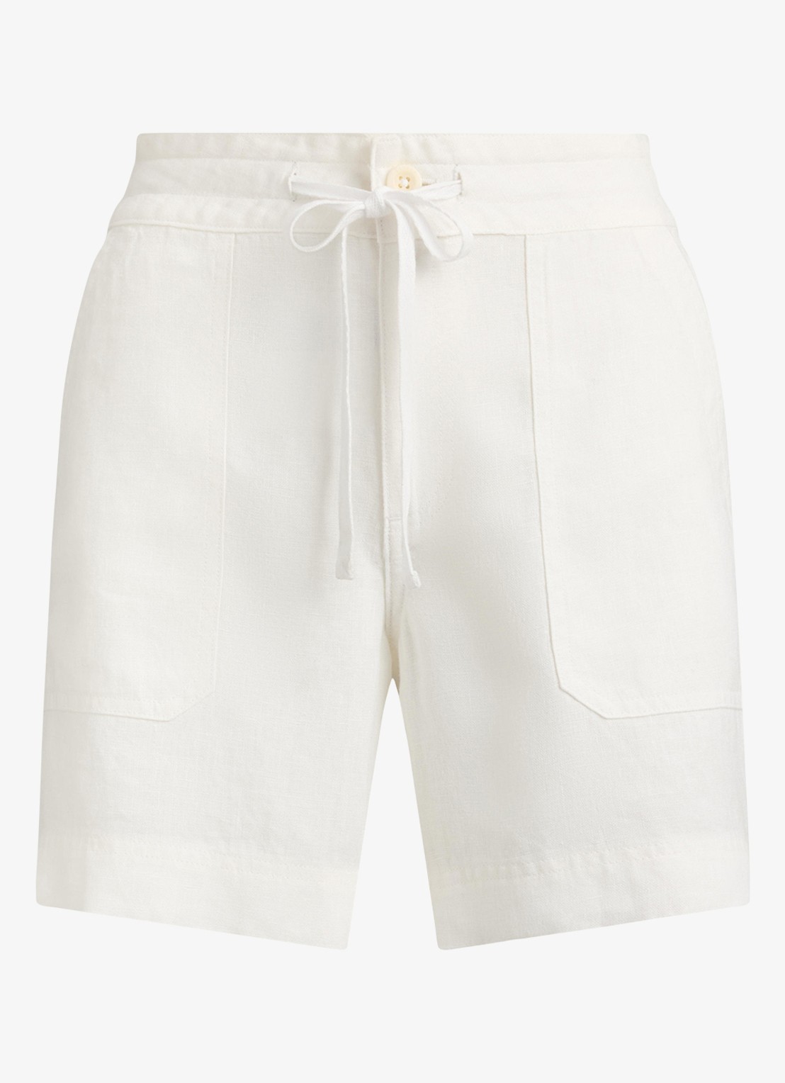 Ralph Lauren High waist wide fit korte broek van linnen - voorkant 4 wit