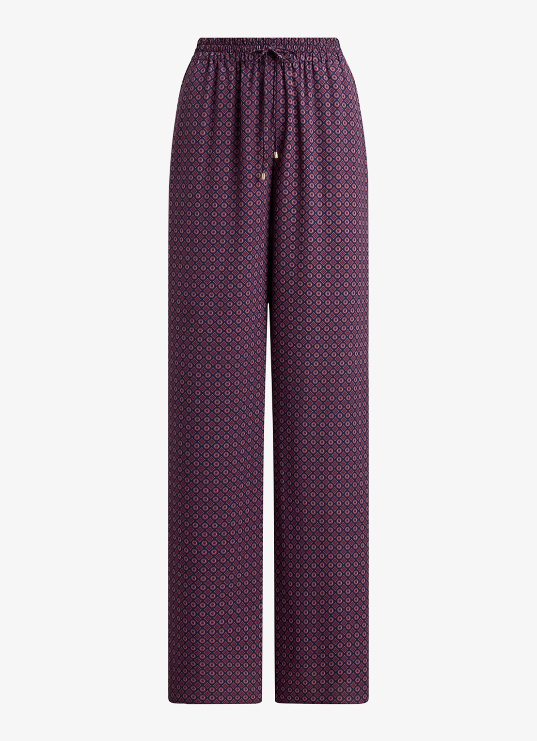 Ralph Lauren High waist wide fit palazzo broek met grafische print - voorkant 2 navy multi / donkerrood