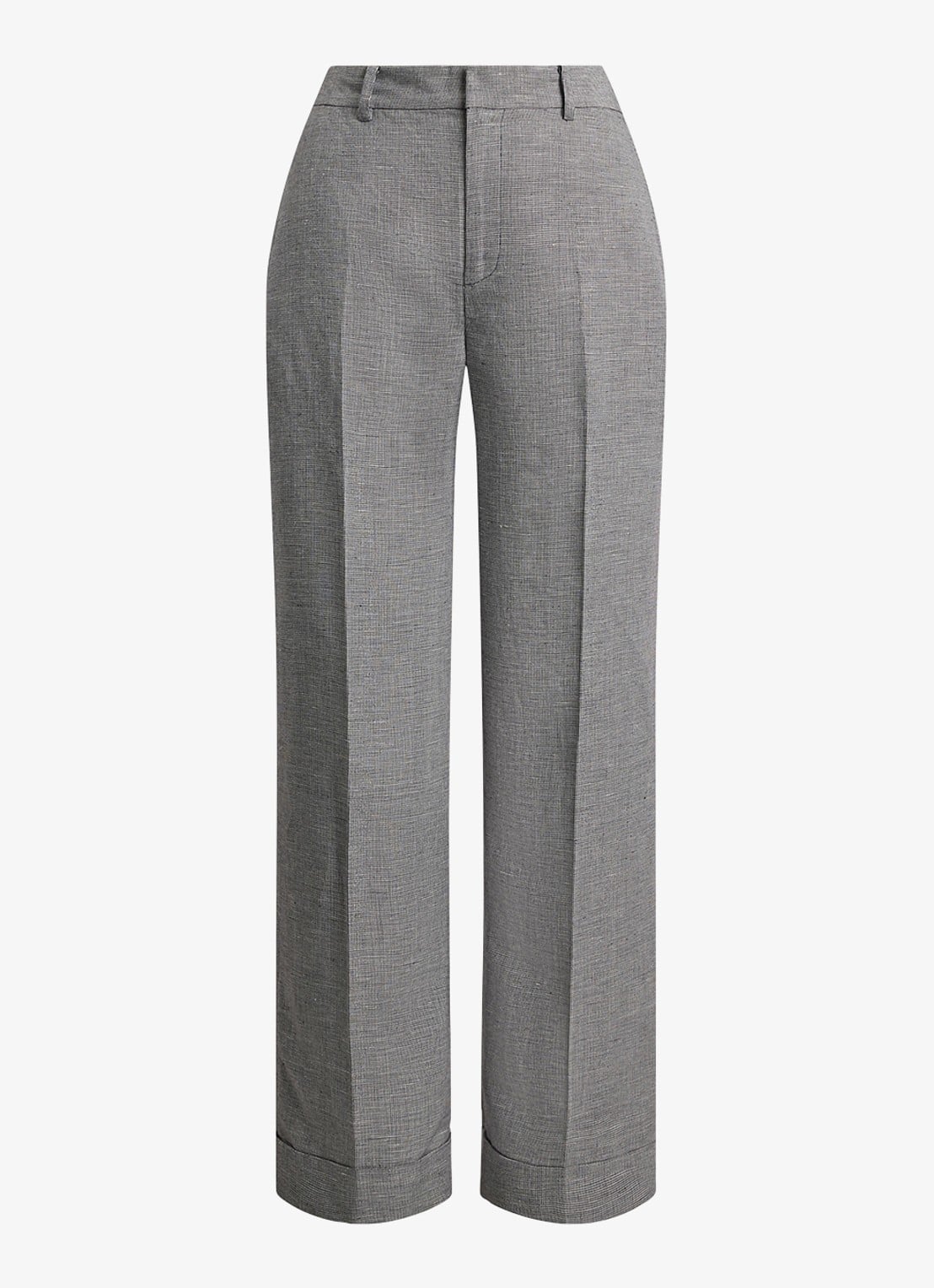 Ralph Lauren High waist wide fit pantalon in linnenblend - voorkant lichtgrijs