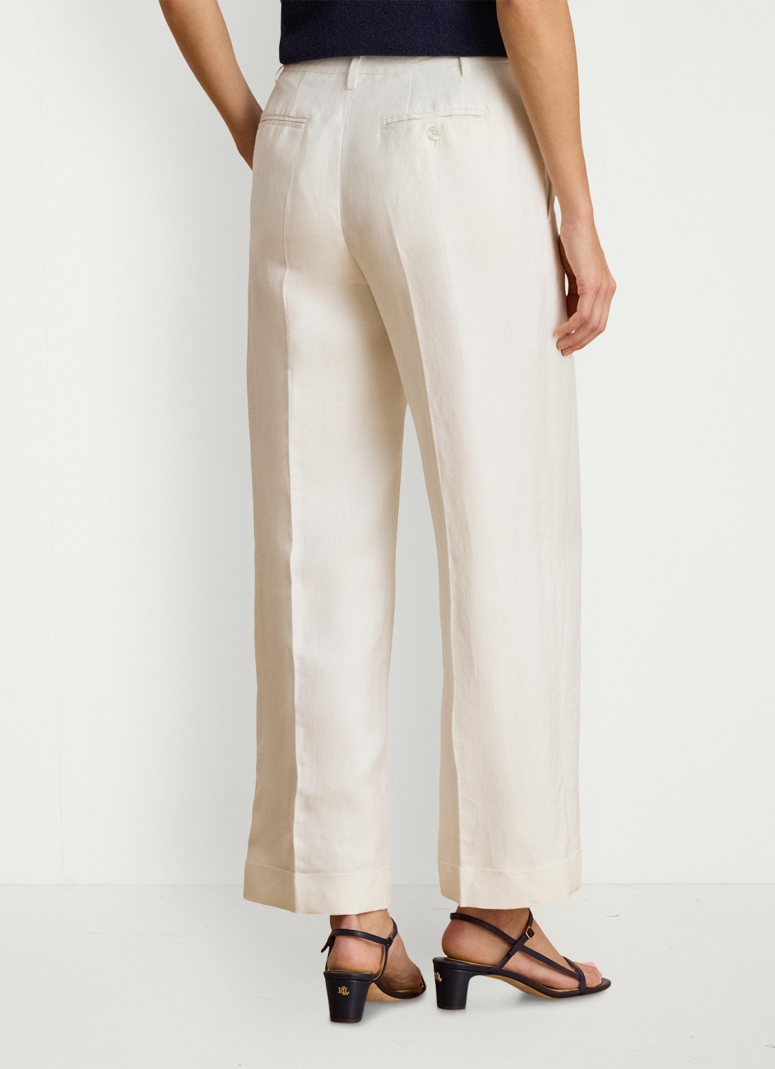 Ralph Lauren High waist wide fit pantalon in linnenblend - achterkant 2 wit