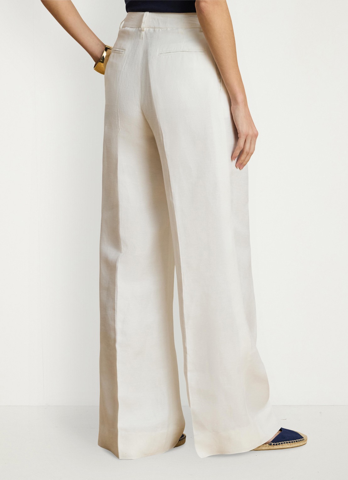 Ralph Lauren High waist wide fit pantalon in linnenblend - achterkant 5 wit
