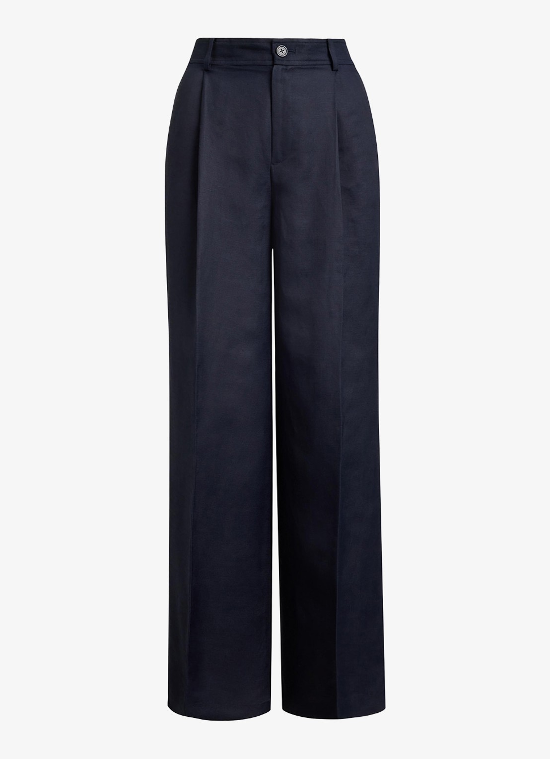 Ralph Lauren High waist wide fit pantalon in linnenblend - voorkant 4 blauw
