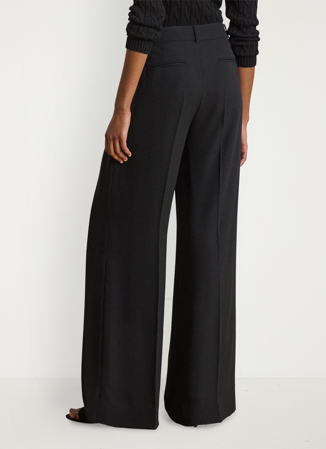 Ralph Lauren High waist wide fit pantalon met steekzaken - achterkant 3 zwart