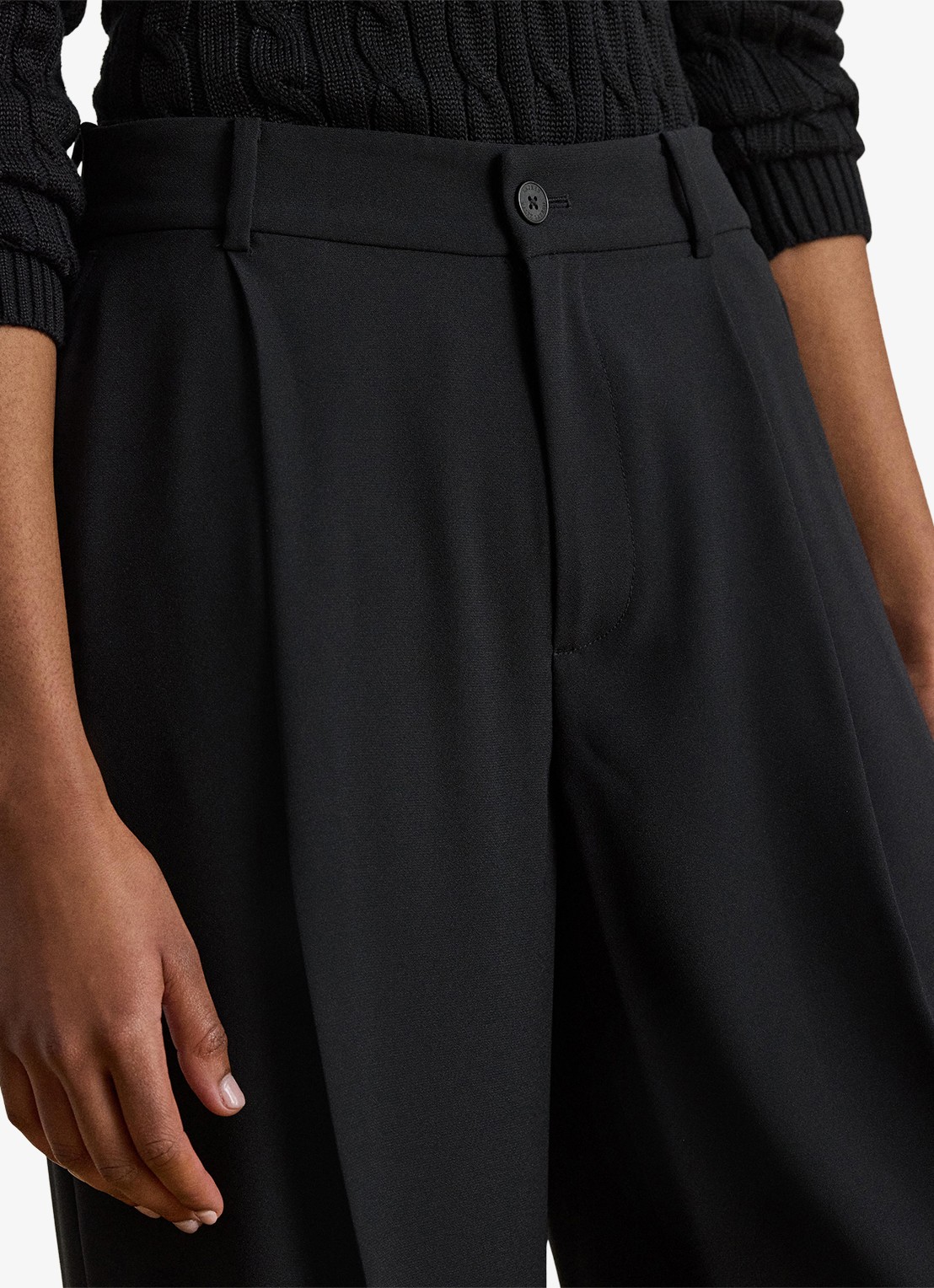 Ralph Lauren High waist wide fit pantalon met steekzaken - detail 2 zwart
