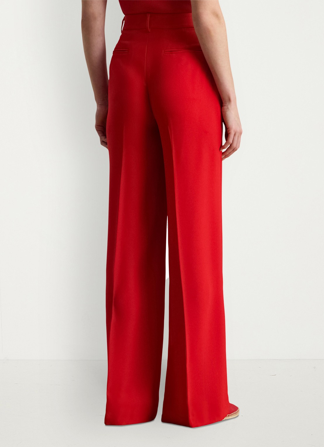 Ralph Lauren High waist wide fit pantalon met steekzaken - achterkant cruise red 2wr6 / rood
