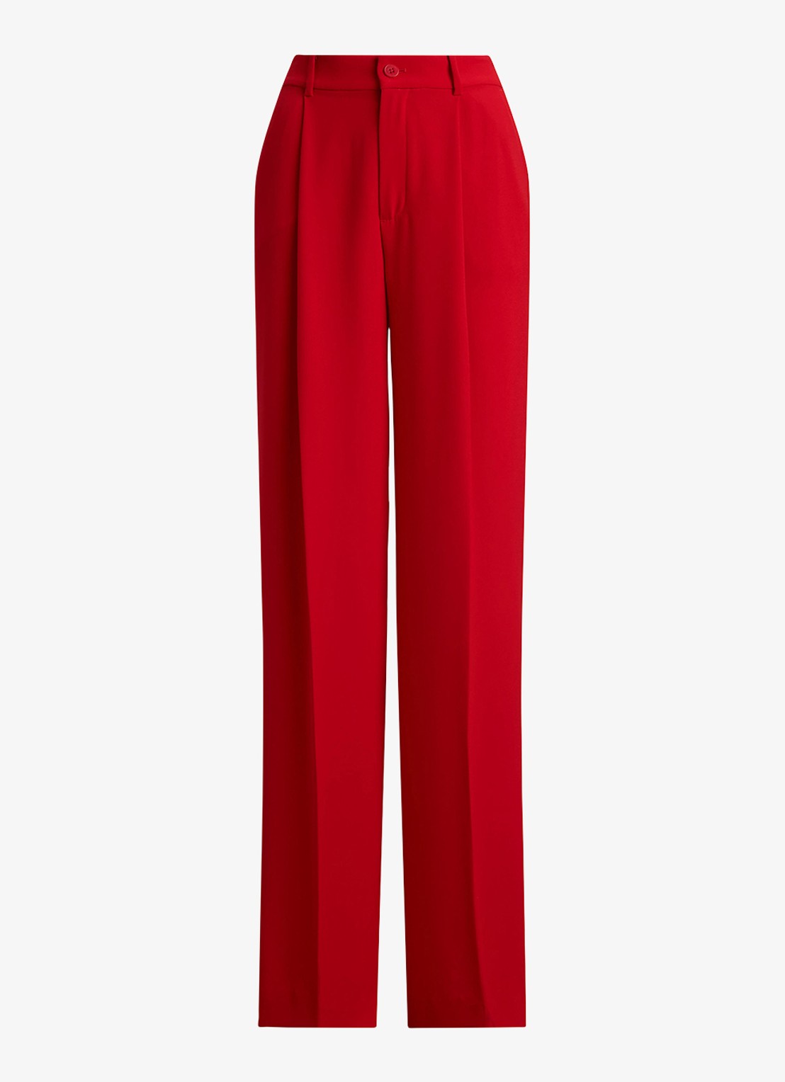 Ralph Lauren High waist wide fit pantalon met steekzaken - voorkant 4 cruise red 2wr6 / rood