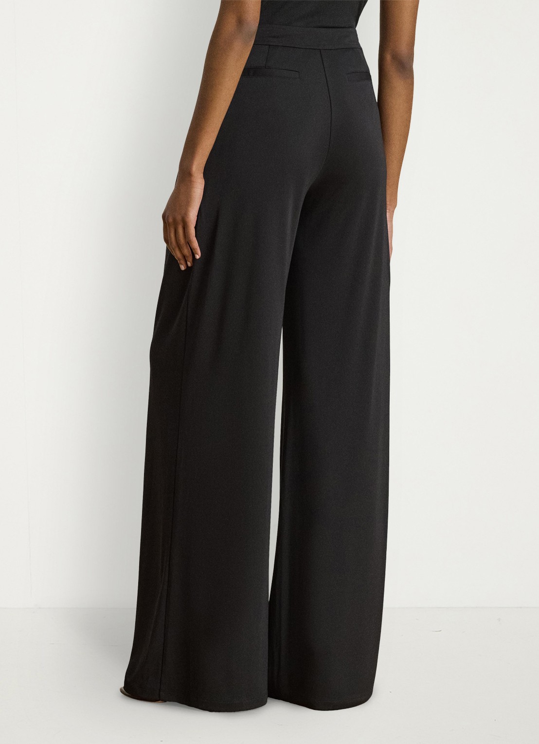Ralph Lauren High waist wide fit pantalon met steekzakken - achterkant zwart