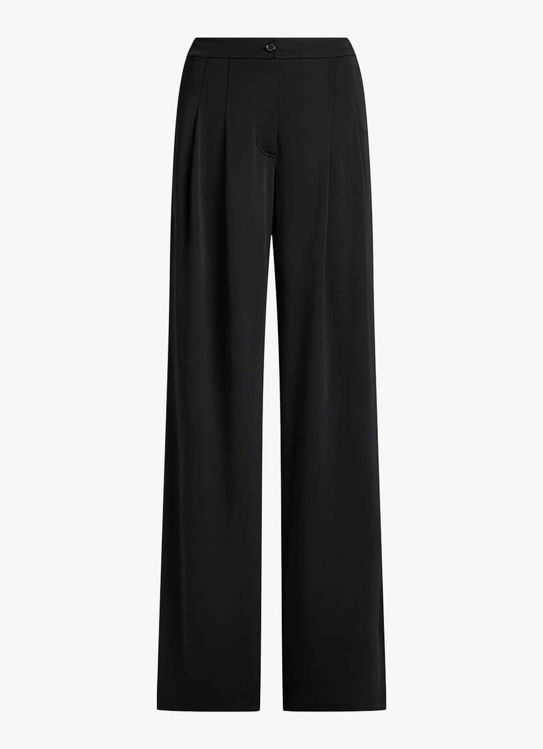 Ralph Lauren High waist wide fit pantalon met steekzakken - voorkant 4 zwart