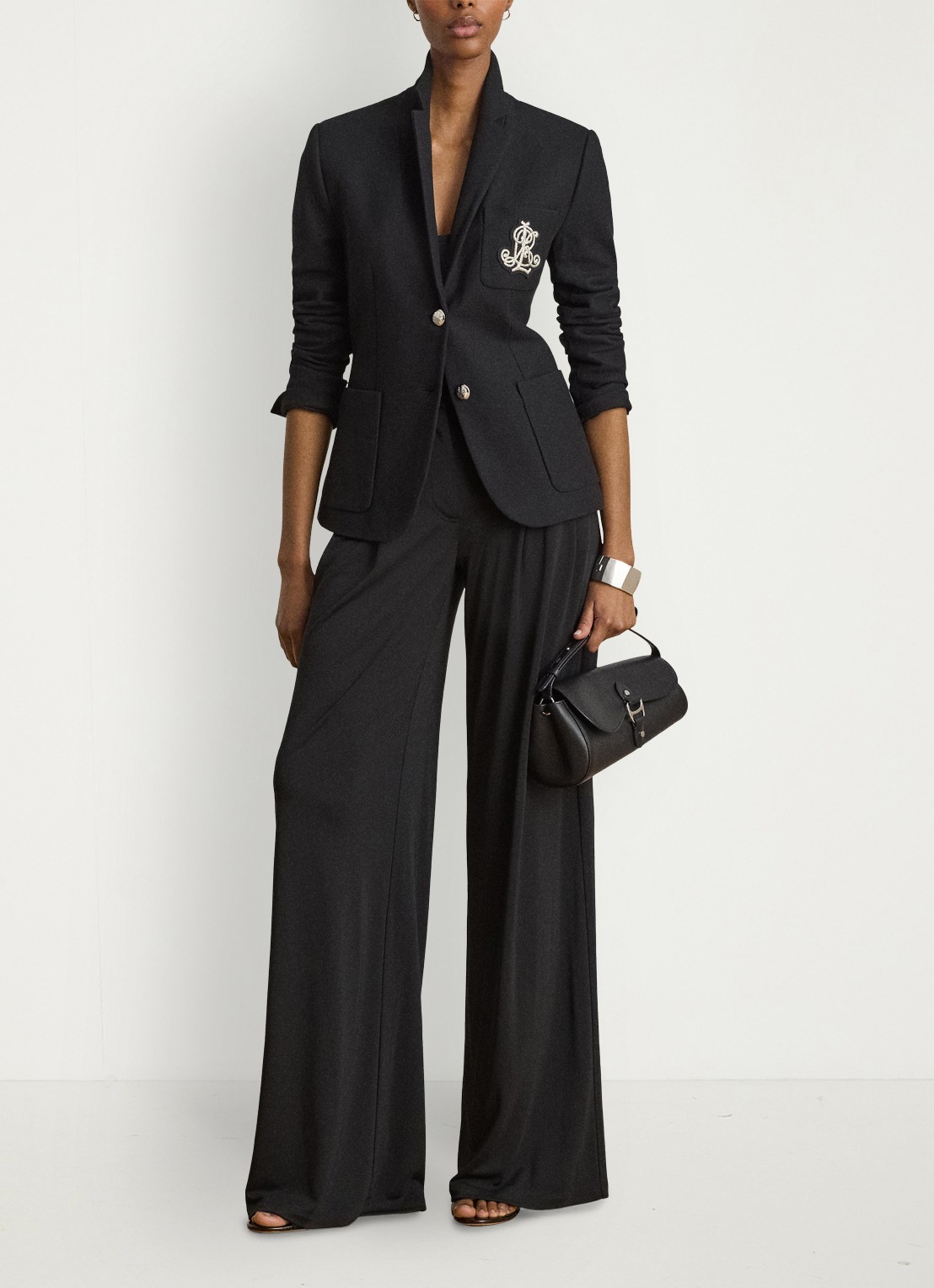Ralph Lauren High waist wide fit pantalon met steekzakken - voorkant 5 zwart