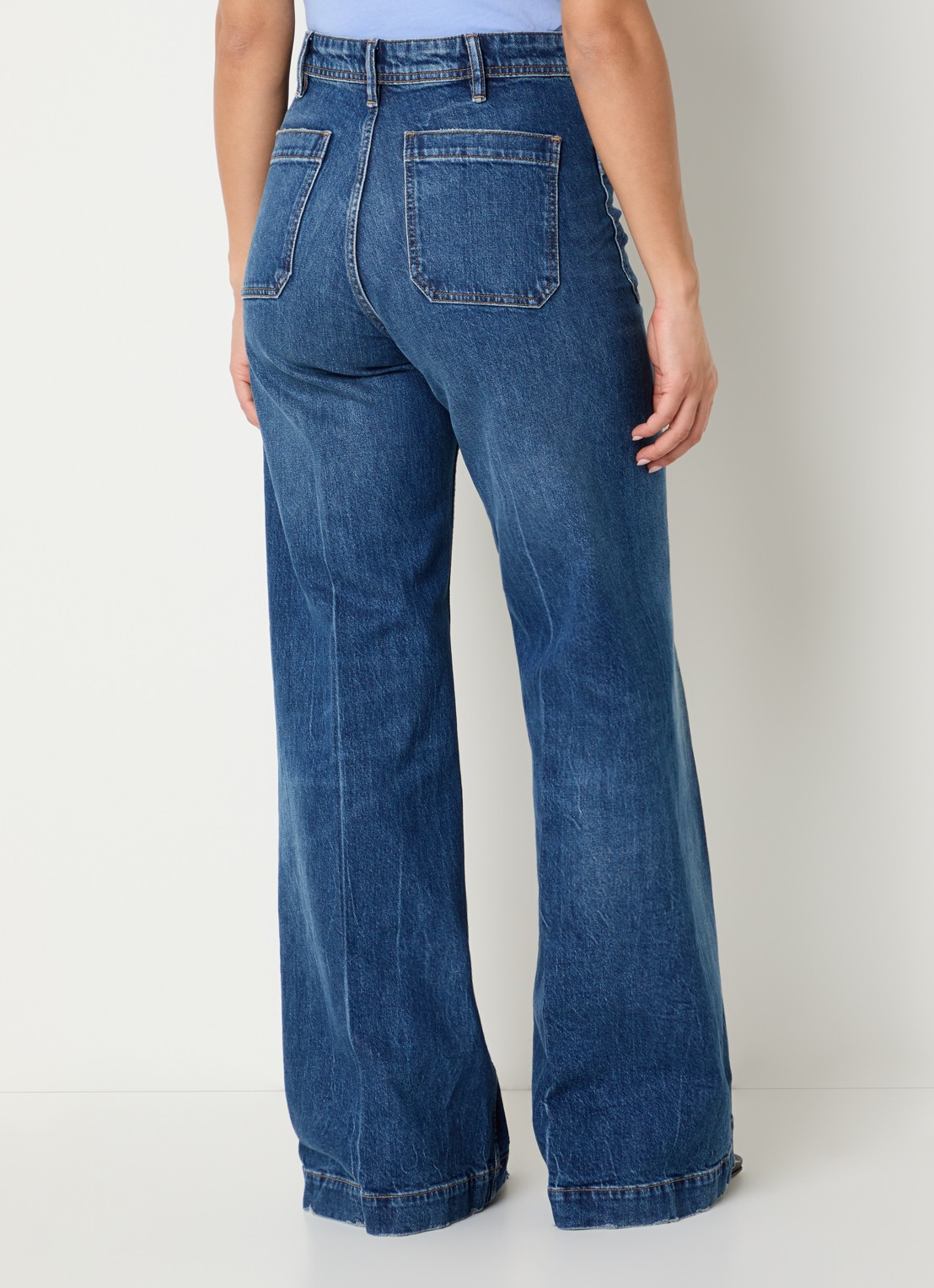 Ralph Lauren High waist wide leg jeans met donkere wassing - achterkant 3 indigo