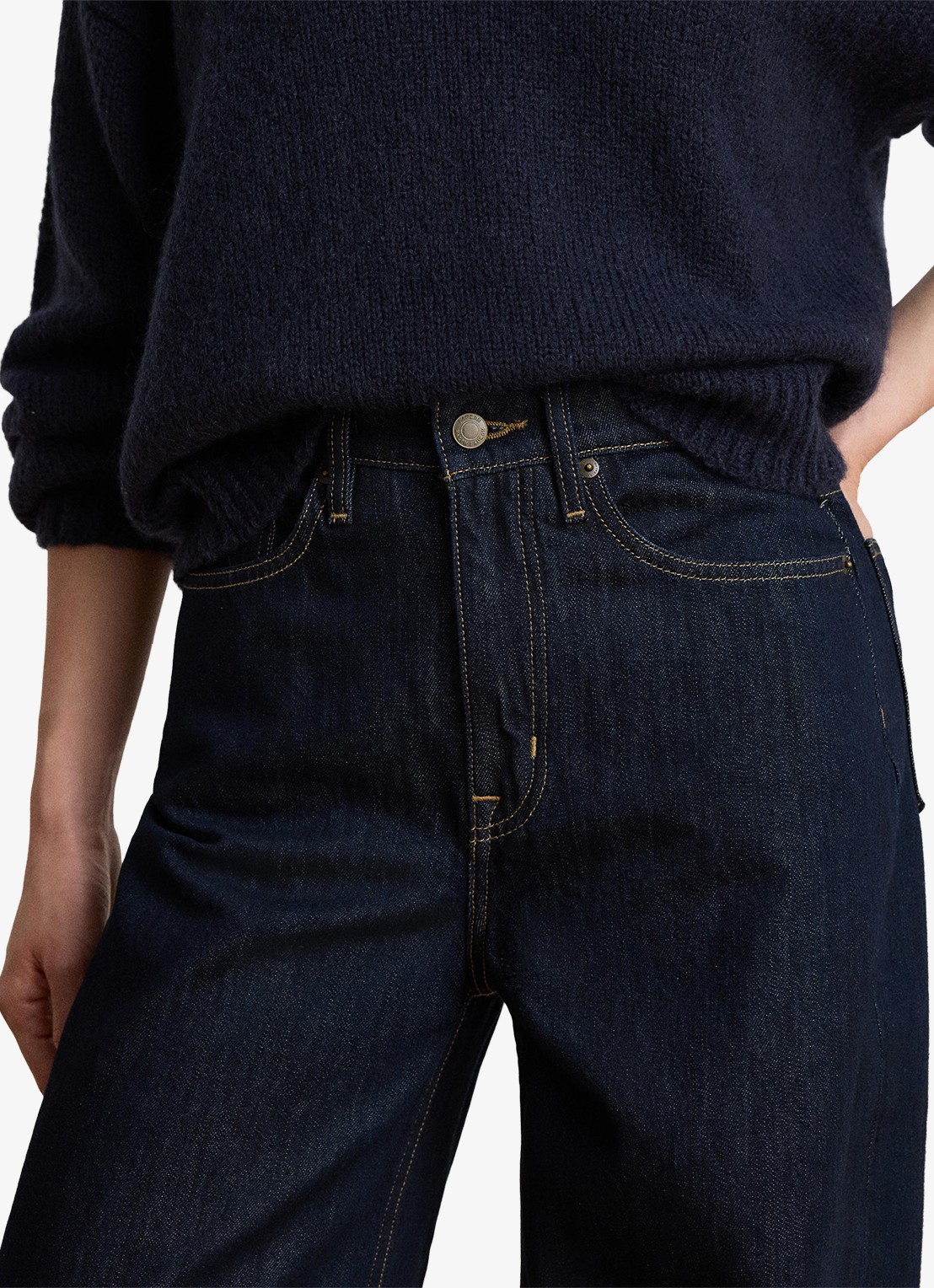 Ralph Lauren High waist wide leg jeans met donkere wassing - detail 5 rinse wash / blauw
