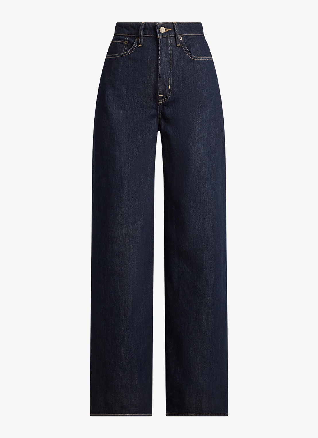 Ralph Lauren High waist wide leg jeans met donkere wassing - voorkant rinse wash / blauw