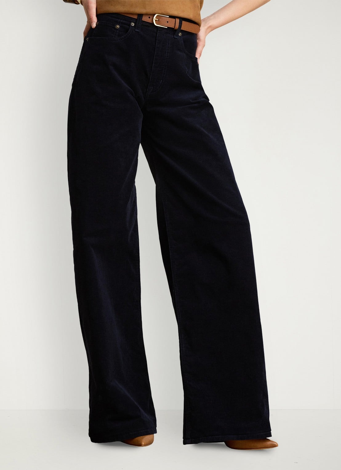 Ralph Lauren High waist wide leg jeans van corduroy - detail 3 lauren navy / blauw
