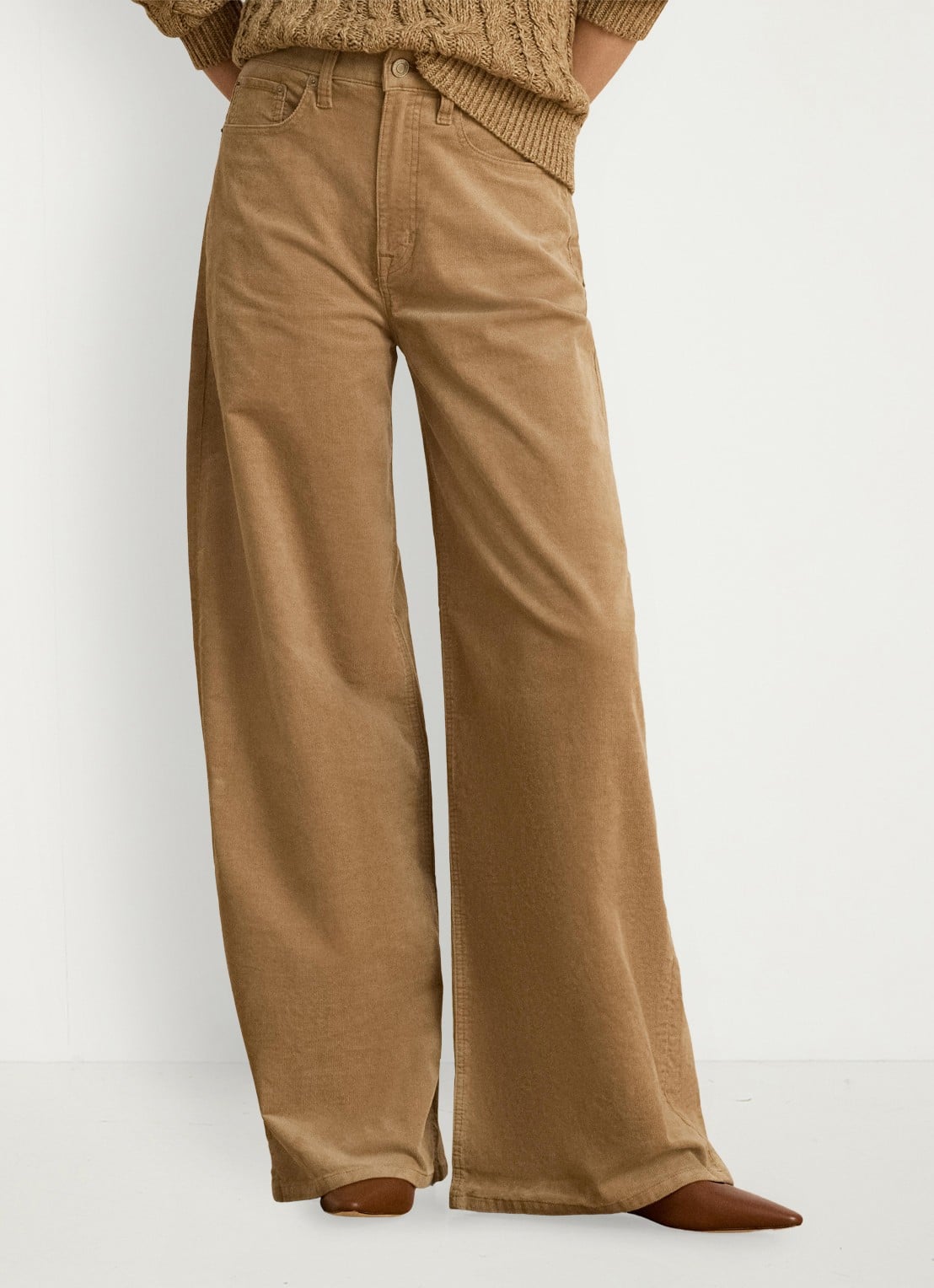 Ralph Lauren High waist wide leg jeans van corduroy - detail 3 lauren camel / beige