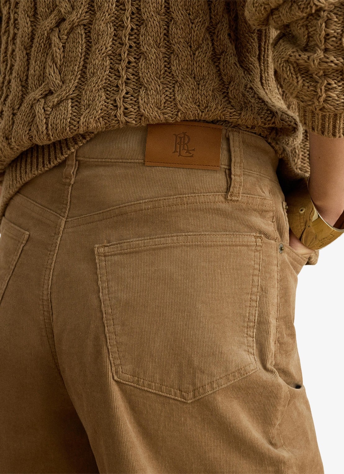 Ralph Lauren High waist wide leg jeans van corduroy - detail 4 lauren camel / beige