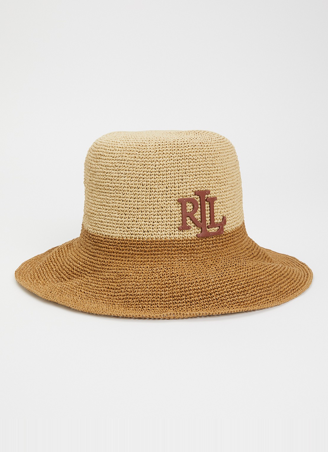 Ralph Lauren Hoed van stro met logo  - voorkant 2 bruin