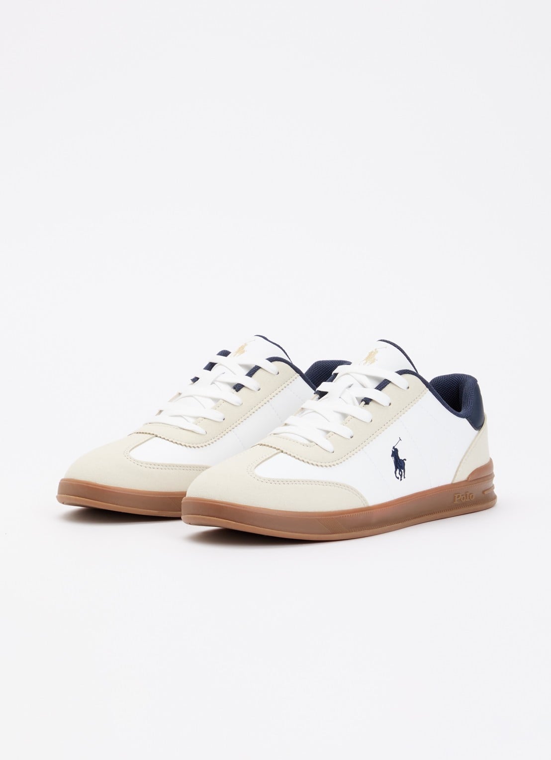 Ralph Lauren Hollis sneaker met logo - voorkant 4 wit
