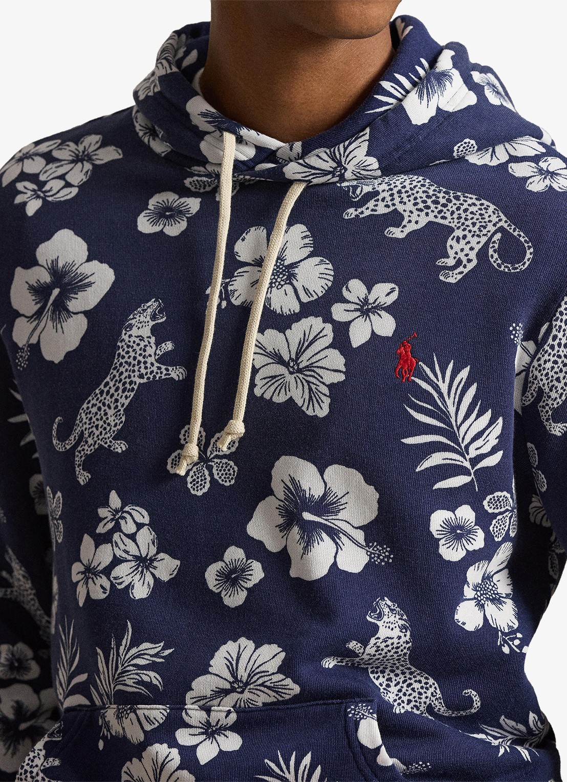 Ralph Lauren Hoodie met bloemenprint en kangoeroezak - detail 6 donkerblauw