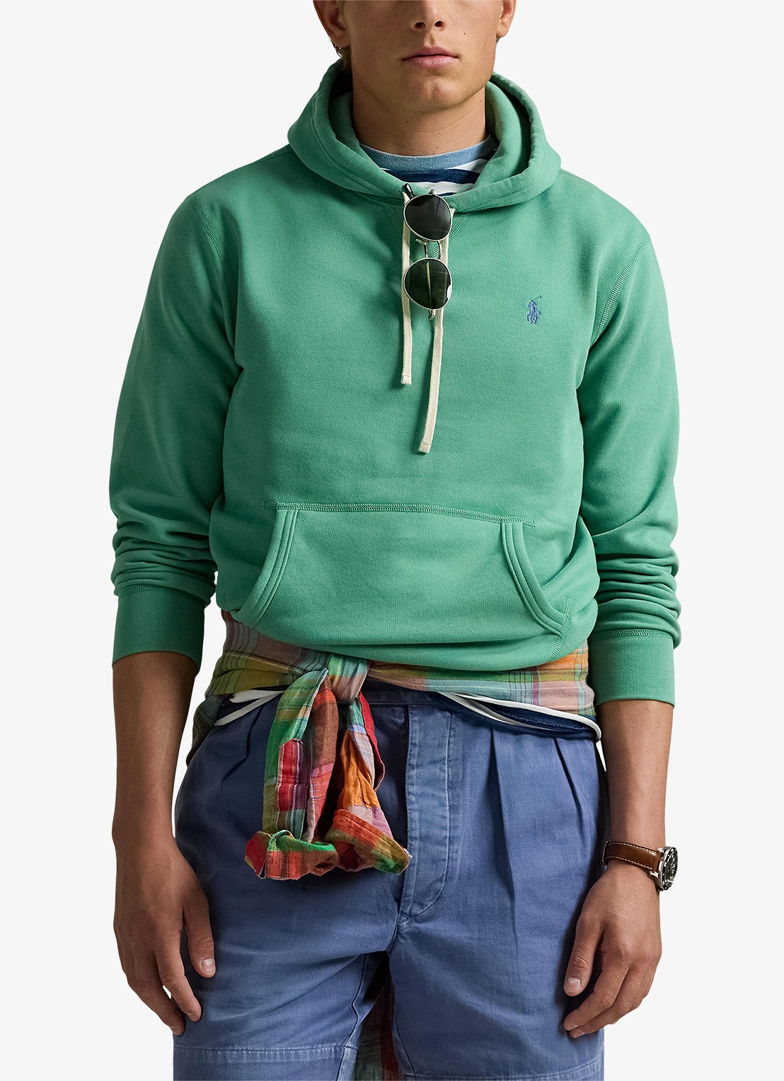 Ralph Lauren Hoodie met kangoeroezak en logo - detail raft green / groen