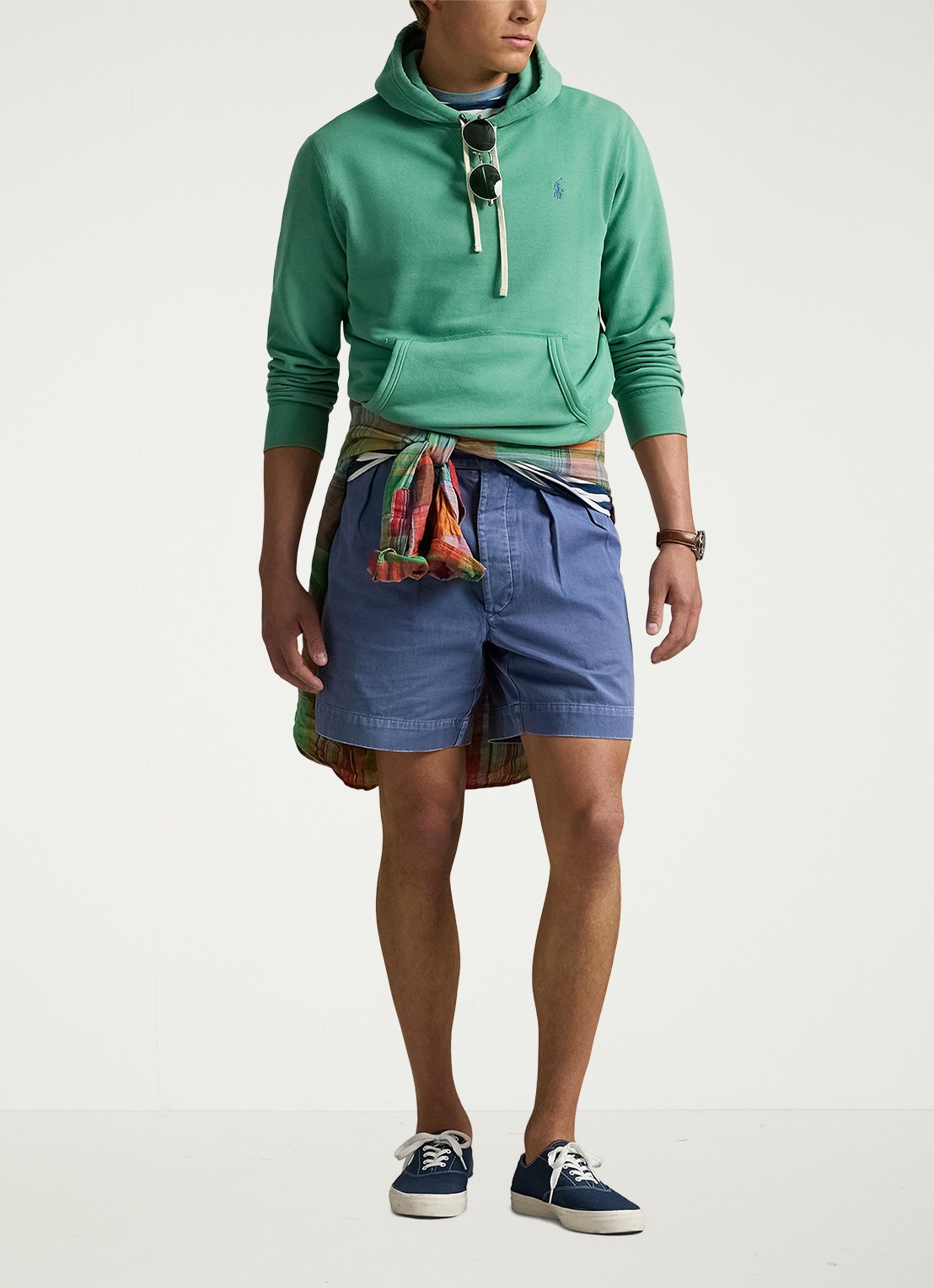 Ralph Lauren Hoodie met kangoeroezak en logo - voorkant 4 raft green / groen