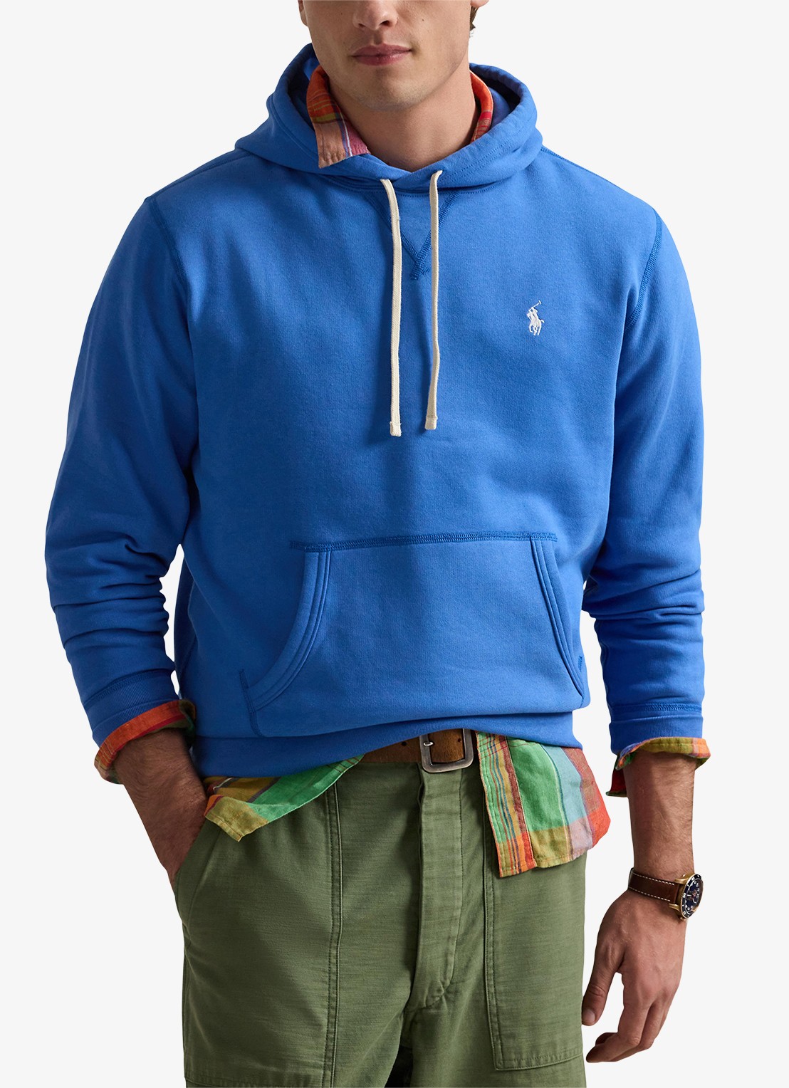 Ralph Lauren Hoodie met kangoeroezak en logo - detail embayment blue / blauw