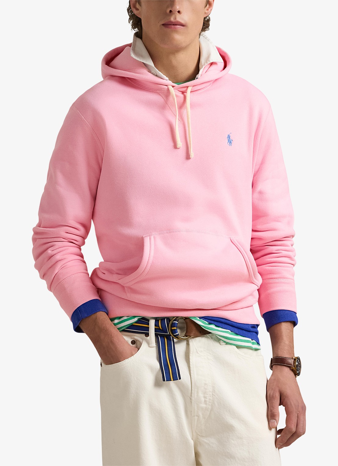 Ralph Lauren Hoodie met kangoeroezak en logo - detail carmel pink / bruin
