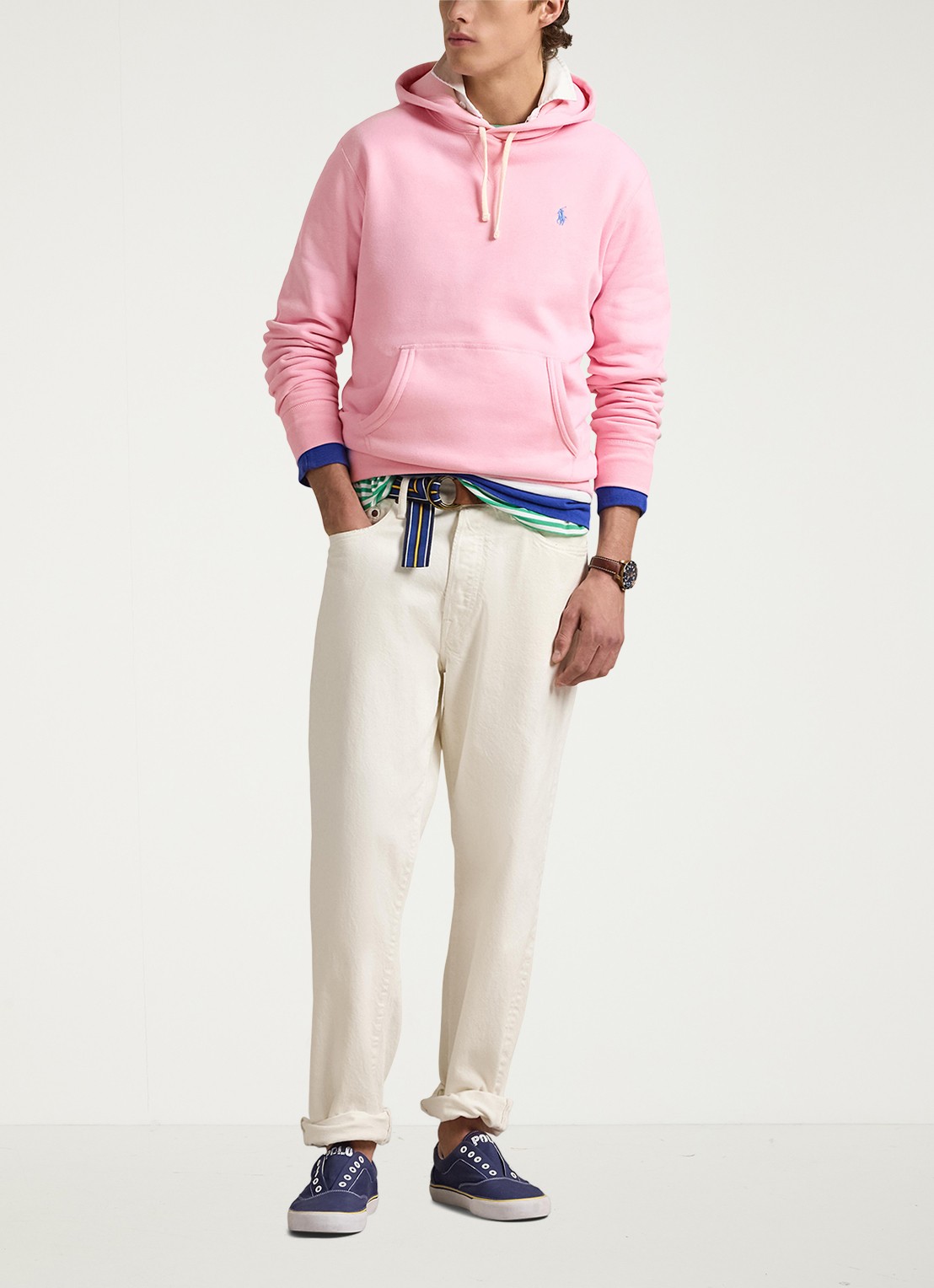 Ralph Lauren Hoodie met kangoeroezak en logo - voorkant 3 carmel pink / bruin