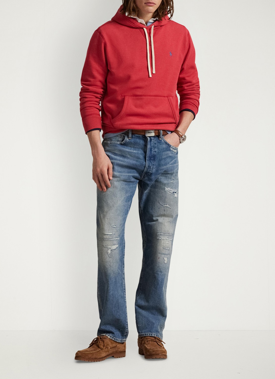 Ralph Lauren Hoodie met kangoeroezak en logo - detail 2 sunrise red