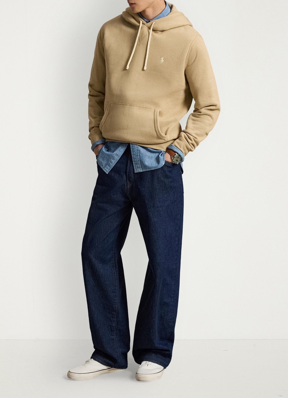 Ralph Lauren Hoodie met kangoeroezak en logo - detail 3 vintage khaki / khaki