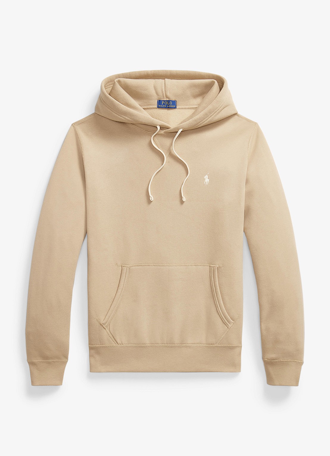 Ralph Lauren Hoodie met kangoeroezak en logo - voorkant vintage khaki / khaki