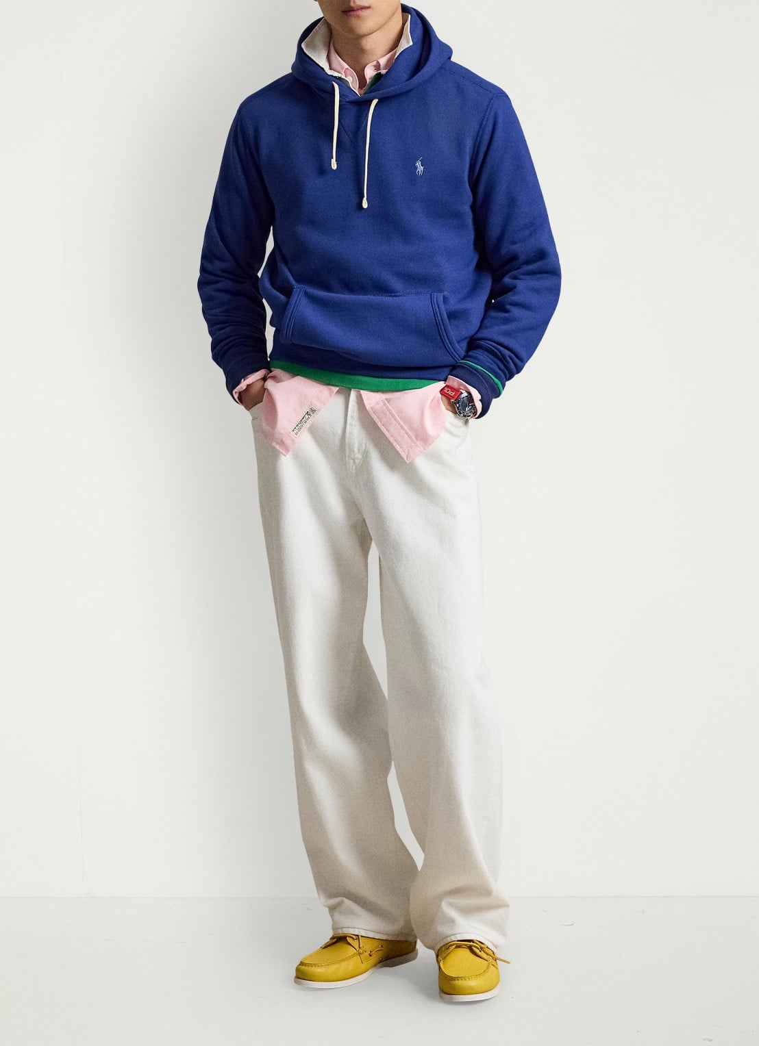 Ralph Lauren Hoodie met kangoeroezak en logo - detail blue yacht / blauw