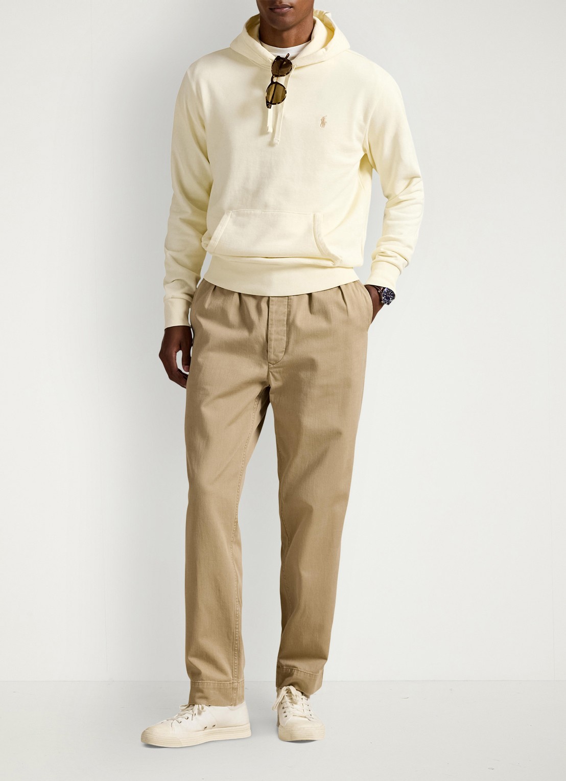 Ralph Lauren Hoodie met kangoeroezak - voorkant 3 clubhouse cream / creme