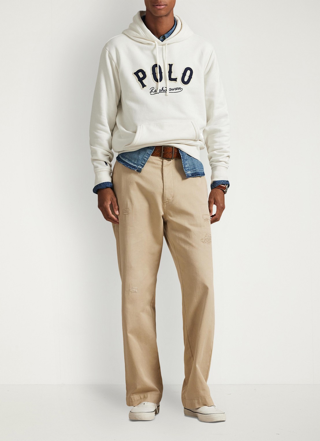 Ralph Lauren Hoodie met logo - voorkant 3 deckwash white / wit