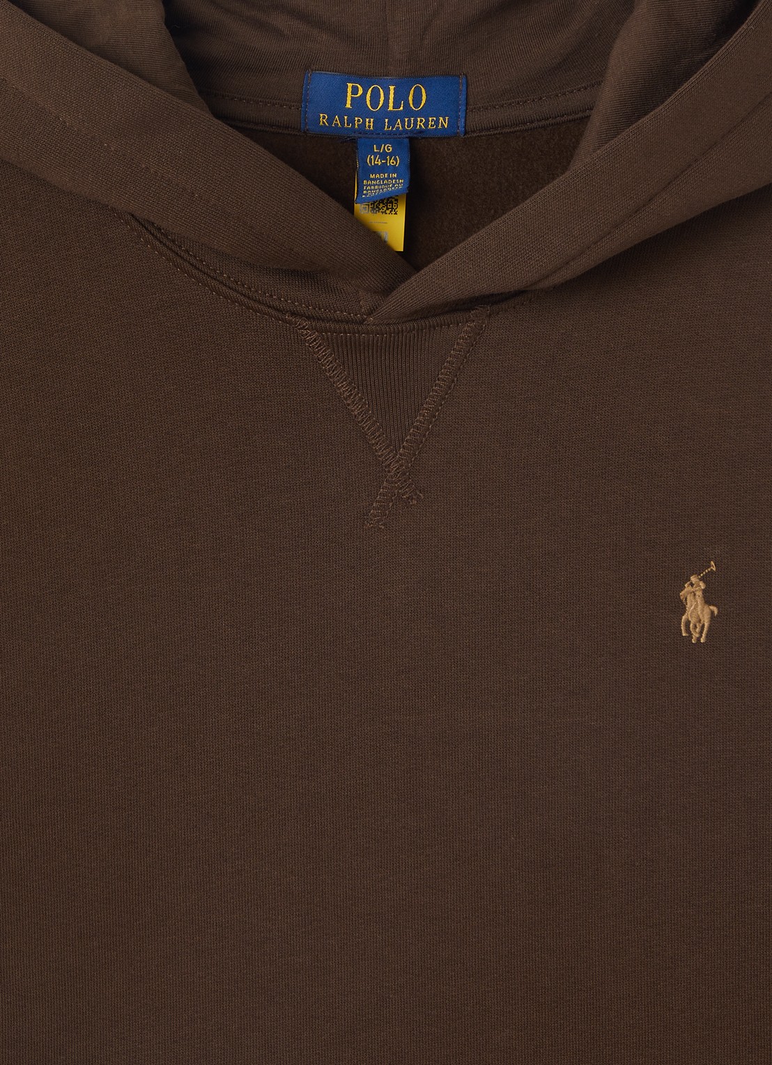 Ralph Lauren Hoodie met logoborduring - detail lichtbruin