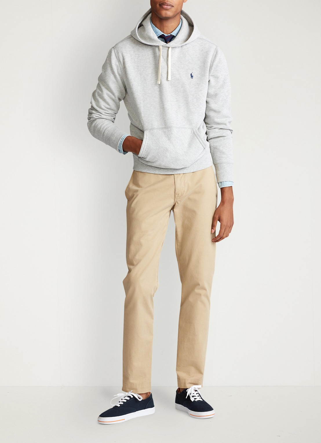 Ralph Lauren Hoodie met logoborduring - voorkant 3 andover heather / grijs