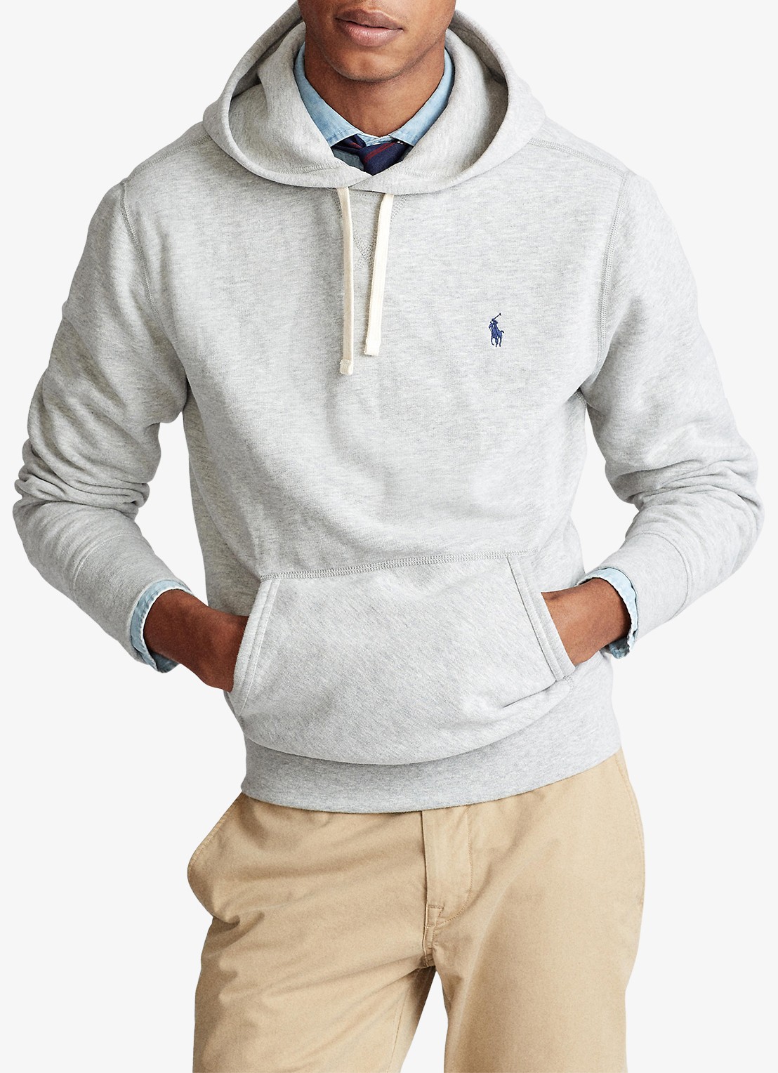 Ralph Lauren Hoodie met logoborduring - voorkant 2 andover heather / grijs