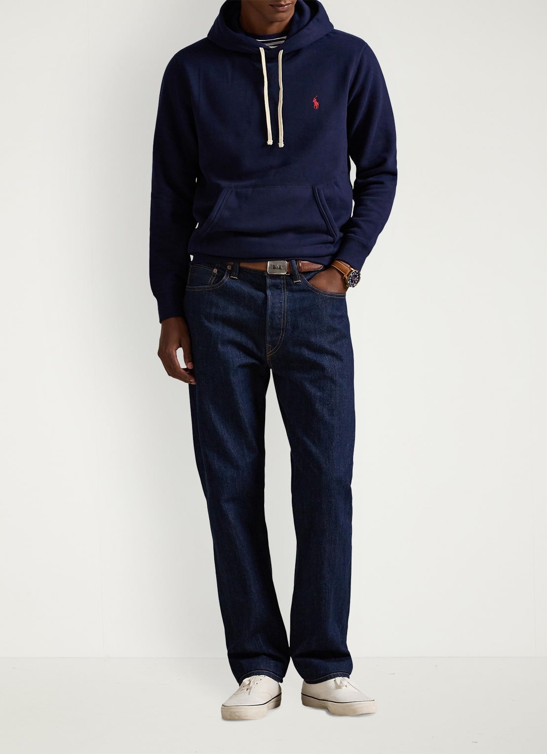 Ralph Lauren Hoodie met logoborduring - voorkant 2 cruise navy / blauw