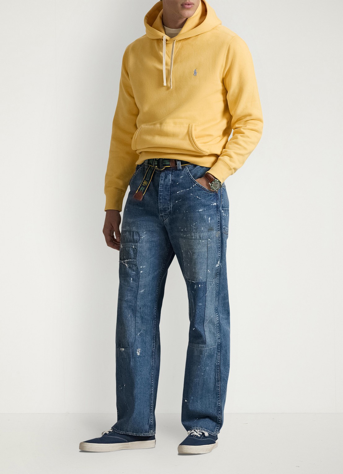 Ralph Lauren Hoodie met logoborduring - voorkant 2 corn yellow / geel