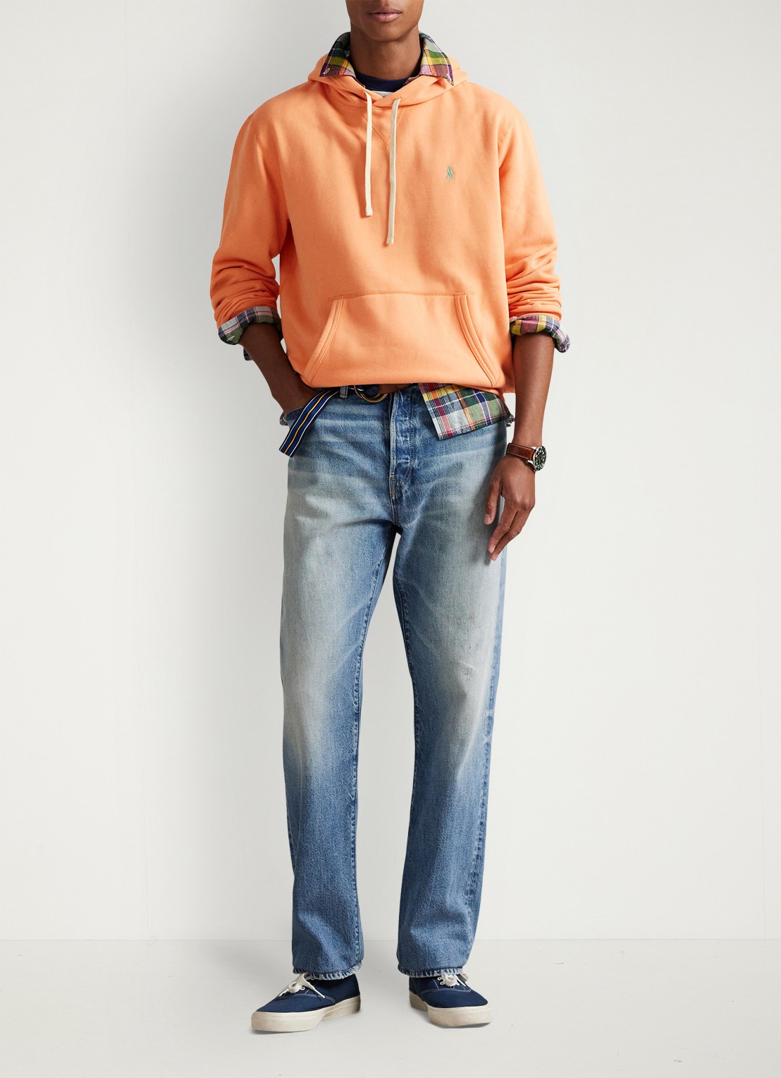 Ralph Lauren Hoodie met logoborduring - voorkant 5 pompano orange
