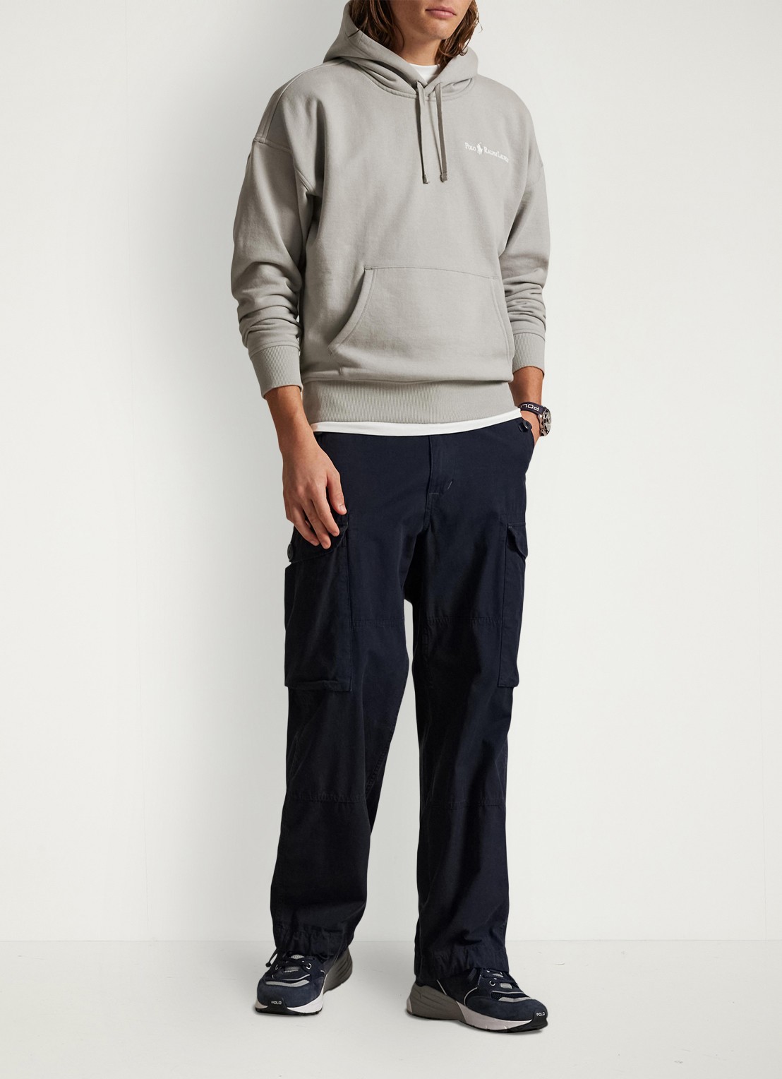 Ralph Lauren Hoodie met logoborduring - voorkant 3 grey dawn / grijs