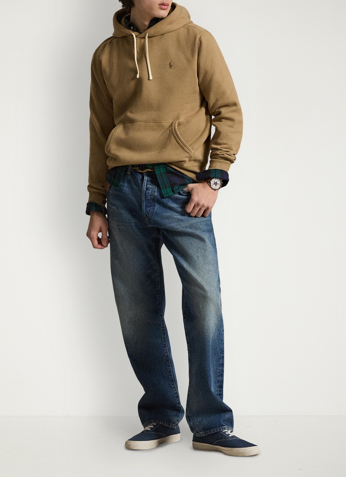 Ralph Lauren Hoodie met logoborduring - voorkant 3 new tan
