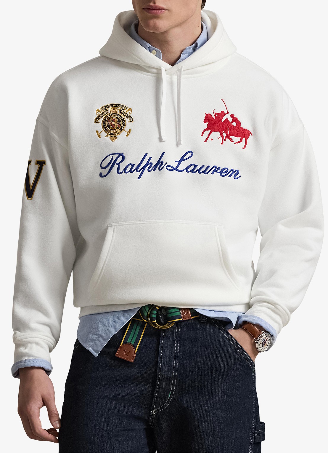 Ralph Lauren Hoodie met logoborduring - detail 2 white / wit
