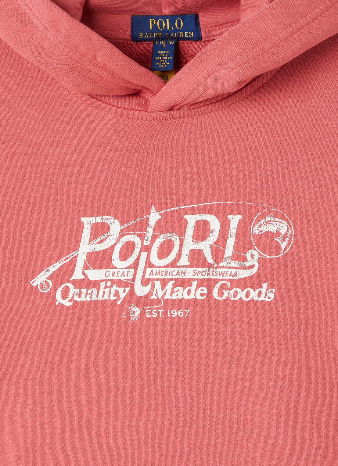 Ralph Lauren Hoodie met logoprint - detail koraalroze