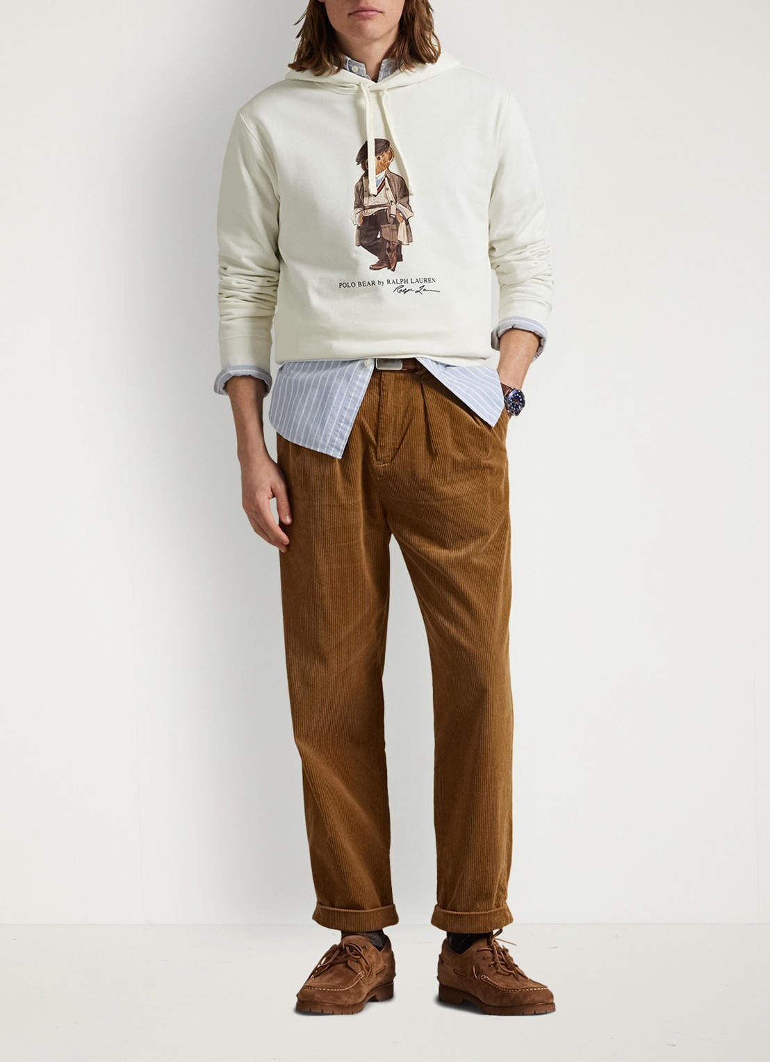 Ralph Lauren Hoodie met logoprint - voorkant 4 deckwash white / wit