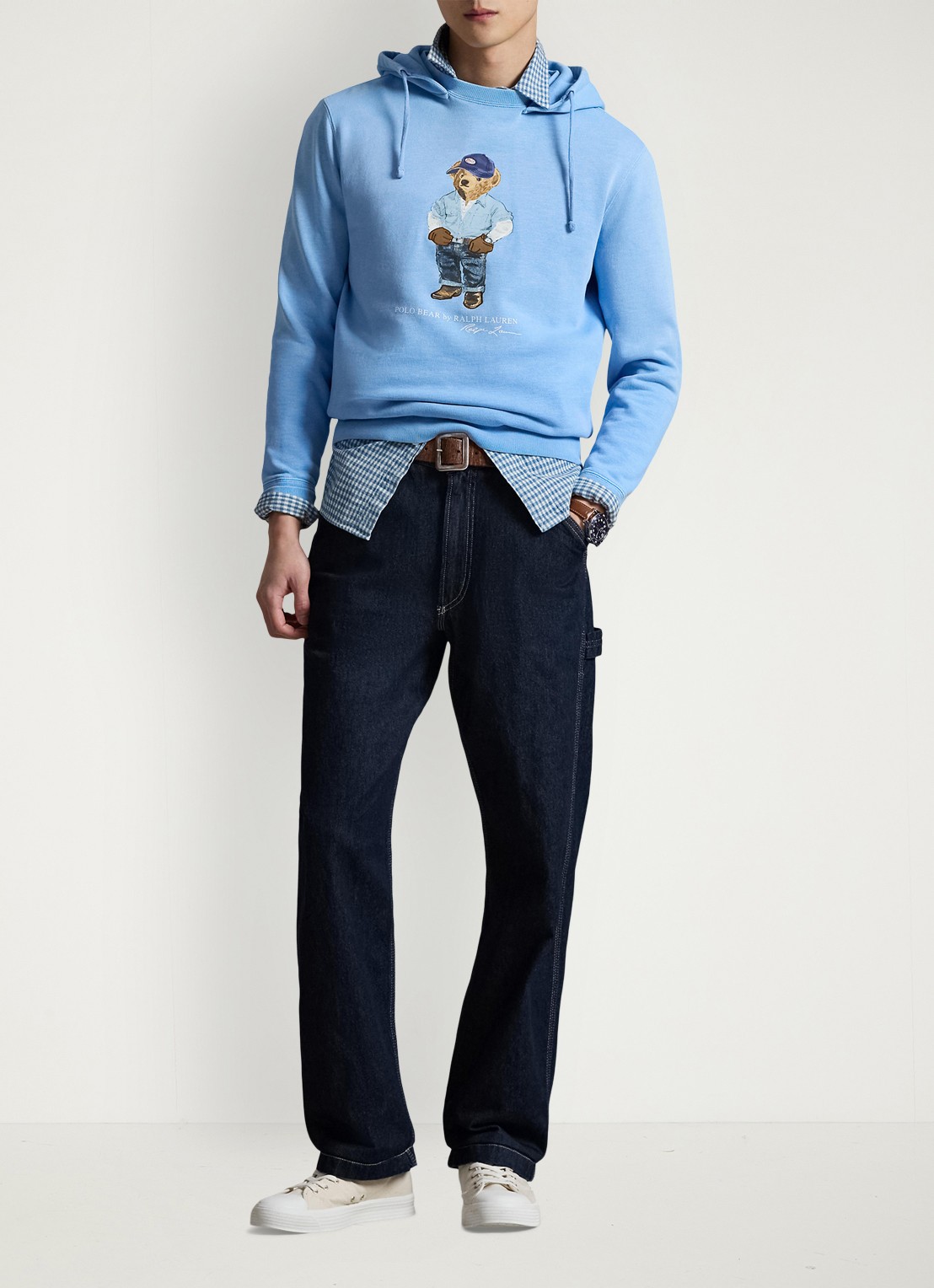 Ralph Lauren Hoodie met logoprint - voorkant 4 chambray blue / lichtblauw